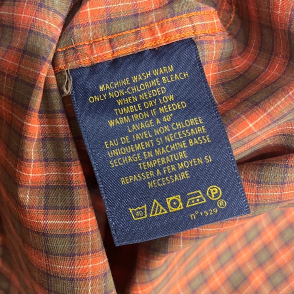 Ralph Lauren Rugby University Button Down Shirt Mens M Orange Plaid Long Sleeve - Picture 9 of 12